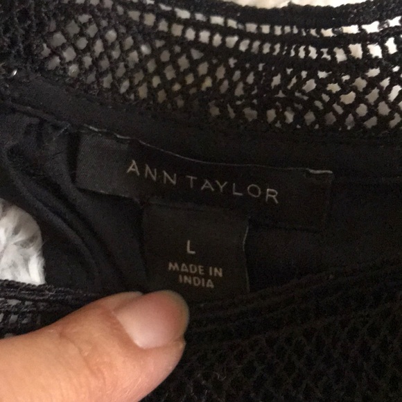 Ann Taylor Black Sheer Blouse Work Casual - Picture 2 of 11